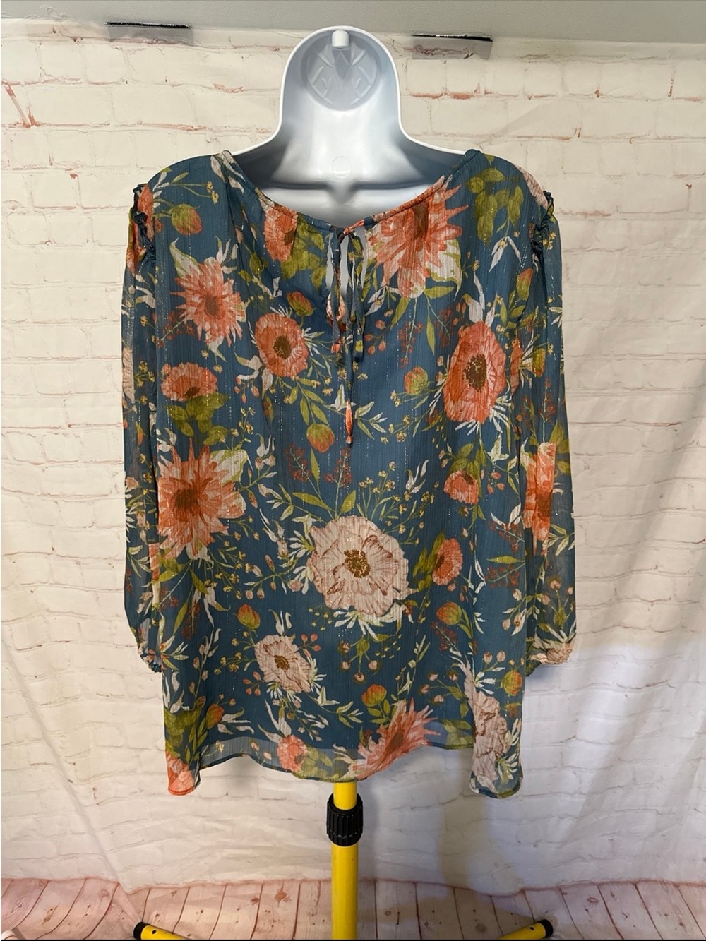 NWT LC Lauren Conrad Floral Peasant Top 2X - Picture 2 of 8